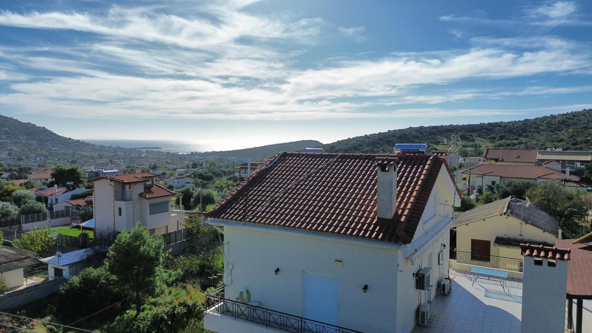 Beautiful Maisonette With A View To The Mountains And The Sea Agia Marina  Buitenkant foto